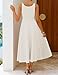 ZESICA Women's Summer Sleeveless Midi Dress 2026 Square Neck Elegant Flowy Wedding Guest Cocktail Party Long Dresses White Medium