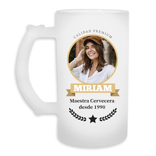 Jarra Cervecera Personalizada con Foto, nombre y fecha, Diseño Maestro, Maestra, Cervecero o cervecera, regalo original, pareja, madre, padre, hermano, abuelo, abuela, amigo, amiga
