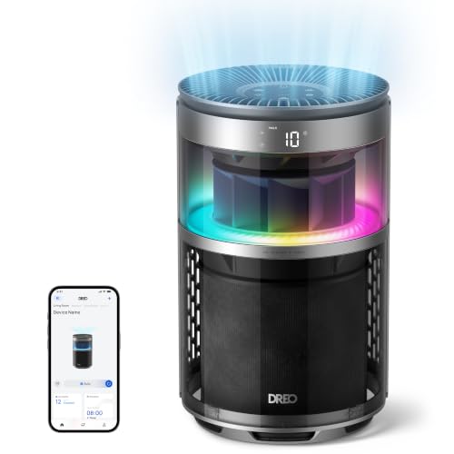 Image of DREO Smart Air Purifier With RGBIC Light,Home Air Cleaner with Wi-Fi /Voice /Alexa, 4 Speeds & Auto /Turbo /HEPA Sleep Modes for Smoke, Dust, Pollen, Odor, PM2.5 Quality Monitor, DREO 530S, DR-HAP010S