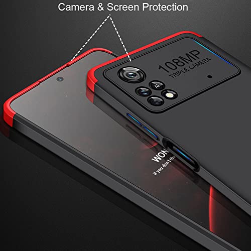 Image of Kapa Double Dip Full 360 Protection Back Case Cover for Poco X4 Pro (5G) (Red, Black), Poly Carbonate