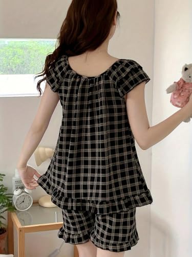 Image of LITZO Womens Korean Night Dress || Pyjama Set ||Korean Nightsuit || Women Nightwear ||Round Neck Half Sleeve Nightsuit || Loungewear || Everyday Nightdress (L-191-193)