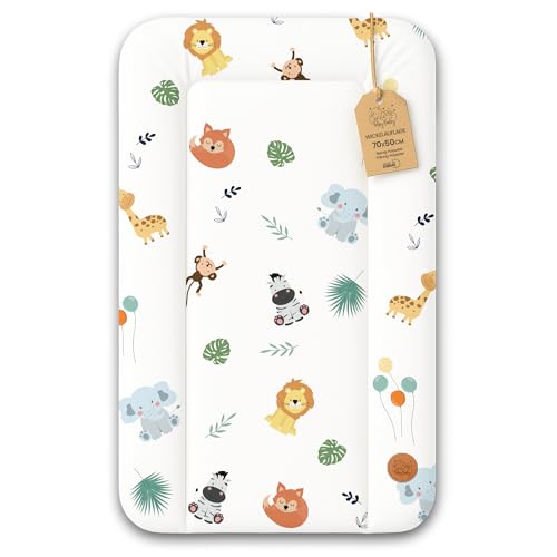 Cambiador bebe 70x50 cm - colchon impermeable portátil para comoda o lavadora cojin muda cómoda trocador fraldas colchón colchoneta fácil de limpiar Safari