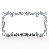 Polished Stainless Chrome Car Truck License Plate Frame Star Stars Star - 1 Piece - Ferreus Industries - LIC-118