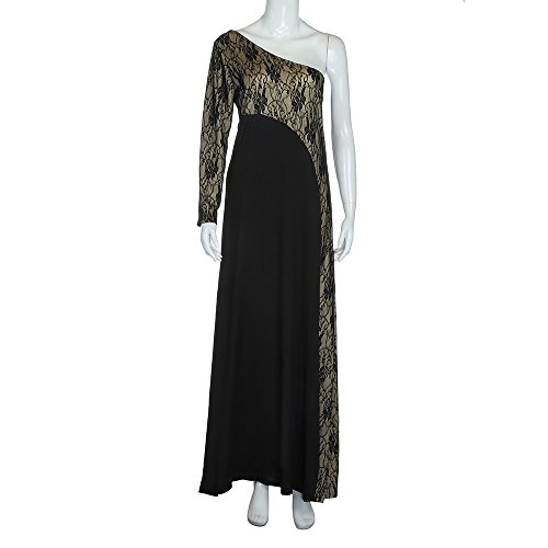 Goddessvan Women Formal Wedding Bridesmaid Long Ball Prom Gown Cocktail Dress Patchwork Dress (L, Black) - Thumbnail 7