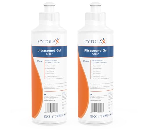 2X 250ml Cytolax Ultrasound Gel Thick Clear | Conductive High Viscosity Clear Transmission Gel | Doppler Machine | Hypoallergenic Non Irritating Non Staining UKCA CE Certified