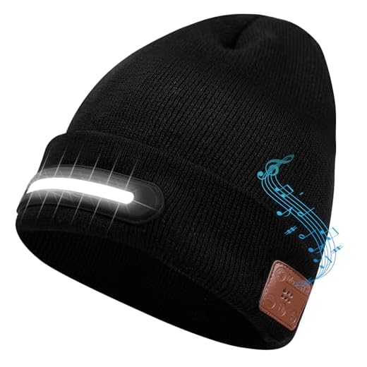 BNEHHOV Gorro Bluetooth con 40 LED y luz, Gorra LED Unisex con Auriculares y Altavoces Estéreo Integrados, Regalos de Cumpleaños para Hombres, Mujeres, él, Marido, Adolescentes (negro)