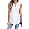 Newchoice-Womens-Tank-Tops-V-Neck-Sleeveless-Summer-Shirts-Loose-Casual-Tops-Blouse Newchoice Sleeveless Blouses for Women Casual Summer, Loose Lightweight Work Shirts V Neck Cute Comfy Tank Tops (White, L)