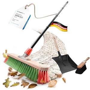 Novaliv Straßenbesen mit Kehrschaufel Set Rosshaar