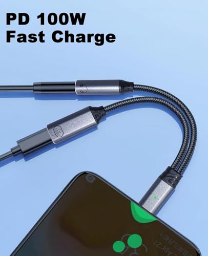 Image of Wefly USB C to 3.5mm Headphone and Charger Adapter with PD 100W 60W Fast Charging, USB C to Audio Jack Type C to Aux Cord for 1Phone 16 15, Gal /axy S24 /S23 /S22 Ultra+, Pro /Air, Pixel 9 /8+ (TYS -299)