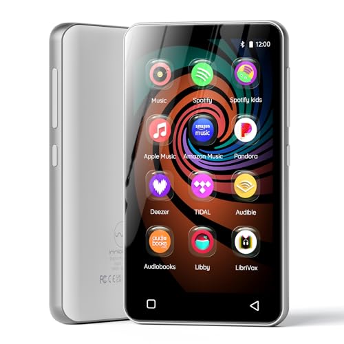 Image of Innioasis MP3 Player with Bluetooth and WiFi, 160GB MP3 Player with Spotify for Kids, 4 inch Touch Screen Android MP3 MP4 Player with Pandora,Amazon Music,Audible,Libby,Audiobooks(White)