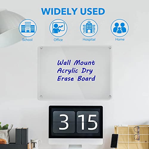 Trohestar Acrylic Dry Erase Board Wall Mount Non-Magnetic Floating Dry Erase Board Hanging Frameless White Board Acrylic Board For Office And Home Walls Dry Erase Board For Wall (12"X18", Clear) #TOP1