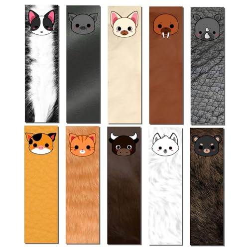 Image of Posternet Set of 10 Animal-Themed Bookmarks for Book Lovers | Size 21 x 6 cm | Printed on 300 GSM Photographic Paper | Cute & Durable Animal Design Bookmarks
