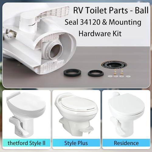 Image of altivox RV Toilet Seal Replacement Kit for Thetford RV Toilet,Perfect fit for Thetford Aqua Magic Style II /Plus /Residence - 34120 Waste Ball Seal & Hardware | Fix Leaks, Odor-Proof, Easy Install