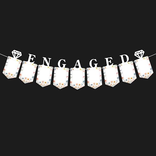 Image of KatchOn, Large Engaged Banner for Pictures - 10 Feet, No DIY | Engagement Photo Banner for Engagement Party Decorations | Just Engaged Decorations, Picture Frames for Anniversary Decor, Wedding Decor
