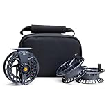 LAMSON | Liquid S-Series Size -5+ Fly Fishing Reel 3 Pack | All-Water | 1 Reel & 2 Bonus Spools + Carrying Case | Large Arbor Powerful Sealed Drag, Pressure Cast Aluminum | Daybreak | 4wt 5wt 6wt Size