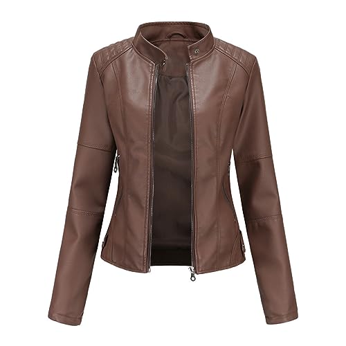 Veste en cuir pour femme coupe cintrée blouson motard similicuir noir chic automne