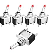 5PCS LED Lighted Rocker Toggle Switch, 12V 20A Heavy Duty Marine Toggle Switch, Waterproof Illumi...