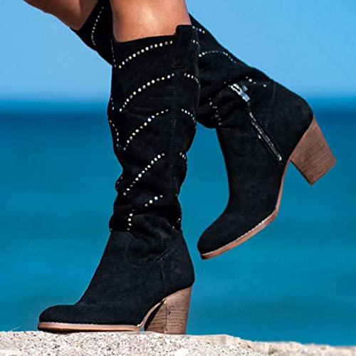 Cuissardes pour mollet large : bottes d'hiver antidérapantes à fermeture éclair grande taille