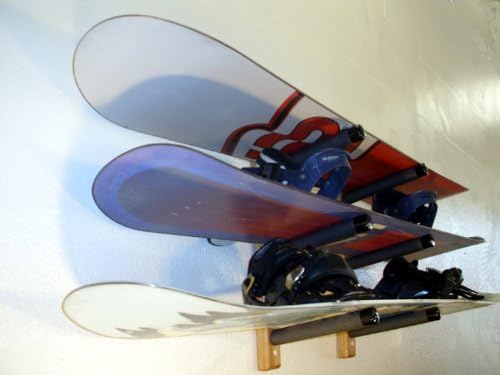 Surfdogz - 3 Snowboard / Skateboard, Steel Peg / Wood Base Wall Rack Set