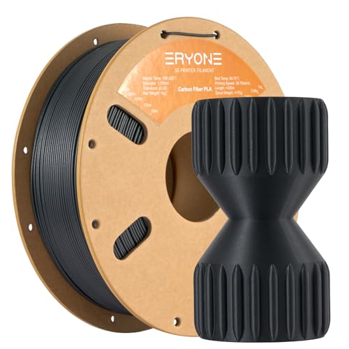 Image of ERYONE Carbon Fiber Filament PLA, PLA-CF 3D Printer Filament No Warp Enhanced Toughness, + /- 0.03mm Accuracy 1KG Cardboard Spool(2.2LBS), Black