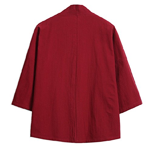 Men's Lightweight Kimono Cardigan Jackets Hip Hop Premium Cotton Blend Coat Outwear Open Front Cloak Cape - Thumbnail 4