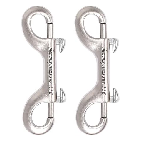 SHONAN Double Ended Bolt Snap Hooks, 2 Pack Stainless Steel Double Ended Bolt Snap Marine Grade, 3.5 Inch Metal Chain Clips for Diving, Dog Leash, Horse Tack, Feed Buckets Cover