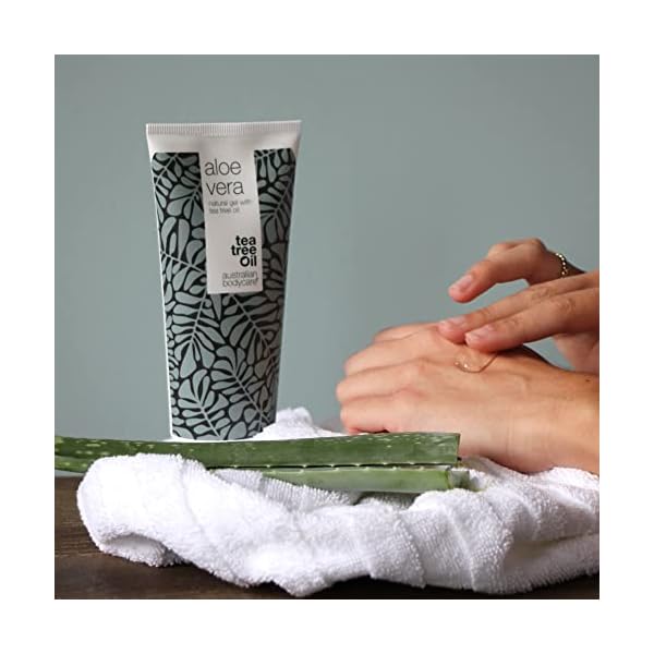 100% Vegan Bio Aloe Vera Gel 100 ml | Aloe Vera After Sun Balsam | Natürliches Aloe Vera & Teebaumöl | Kühlend… – Bild 5