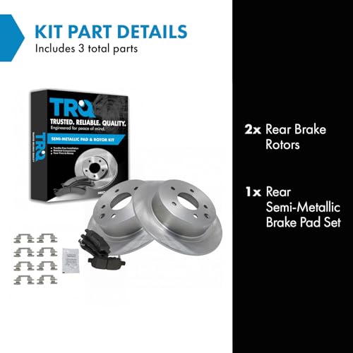 Image of TRQ Rear Semi Metallic Brake Pad and Rotor Set