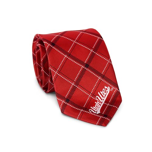 Fan Frenzy Gifts UTAH Men's Plaid Tie Officially Licensed University of Utah Utes Tie | NCAA Sports Ties for Men | Machine-Washable Neckties Made of Microfiber