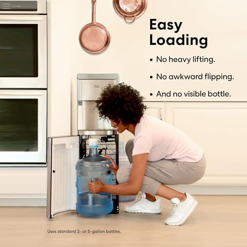 Brio Moderna Bottom Load Water Cooler Dispenser - Tri-Temp, Adjustable Temperature, Self-Cleaning, Touch Dispense, Child Safety Lock, Holds 3 or 5 Gallon Bottles, Digital Display and LED Light