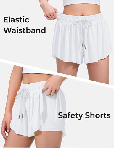 Image of BOOPH Girls Flowy Shorts Kids Athletic Butterfly Shorts with Pockets 2-in-1 | Running Tennis Sports Shorts for Girls 5-14 Years