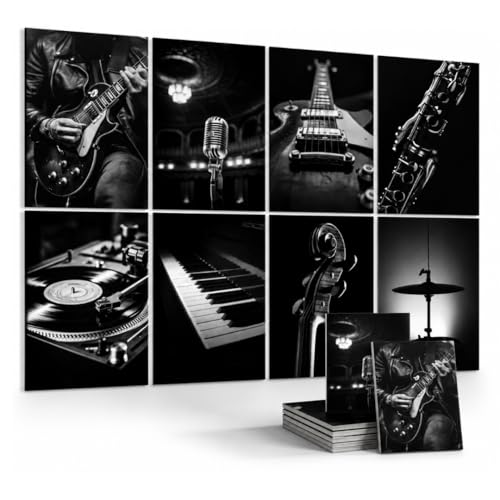 Image of Timber Acoustics Acoustic Art Wall Panels for Music Studio, 48 inchx32 inch PET Felt Sound Absorbing & Noise Reduction Panels for Wall, Acoustic Panels for Music Studio, (Retro Studio, Set of 8)