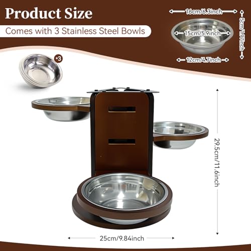 Hundenapf Erhöhte Fressnapfe Höhenverstellbar Futternapf für Hunde 3-Stufig Hundebar Verstellbar 3-Seitiger Design-Ständer 3 Edelstahlnäpfe 650 ml Futterstation Rutschfester Boden für Mehrheit Hunde