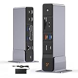 TobenONE USB C Docking Station 3 Monitors, 18-in-1 Triple 4K Display, 150W Power Adapter with 20W Fast Charging, 8 USB Ports up to 10Gbps, 2 HDMI/DP/USB C, for Windows/Chrome OS