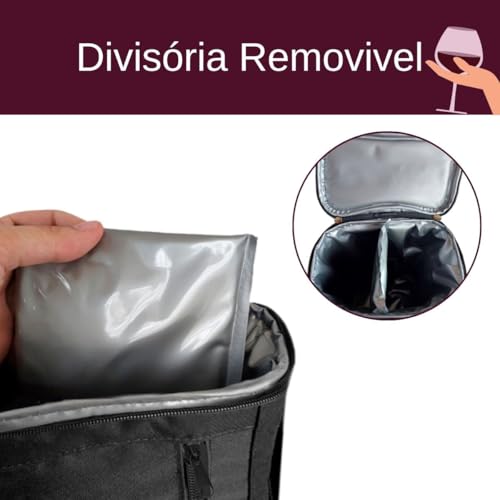 Bolsa Porta Vinho Térmica Oxford Grande Impermeável Bebidas 2 Garrafas ou Taças Bolso Alça de Ombro