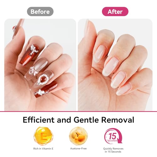 Image of JODSONE Nail Glue Remover,4Pcs Nail Glue Remover for Press on Nails,Short Time Quick Removers in 15 Seconds,Acetone-Free and Rich in Vitamin E Gel Glue off Removers,Soft Care Nails