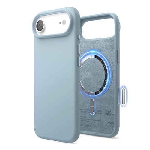 Image of elago for iPhone Air Case, Premium Magnetic Silicone Case, Compatible with MagSafe, Liquid Silicone Material, Protective Cover, Shockproof, Slim Phone, 6.5 inch (Sky Blue)