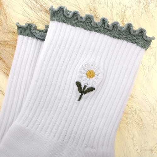 Image of Jeyiour Summer Cute Pilates Socks Women Bow Nonslip Ruffle Yoga Socks with Grip Barre Pilates Gift for Work Dance Fitness