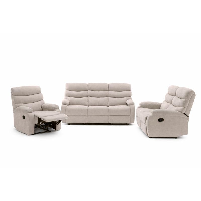 Buyqualia Sillón reclinable Individual tapizado Color Beige/Gris Oscuro/Gris (Beige)