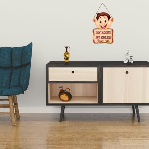 Image of Generic PNF My Room My Rules Quote Wall art & Door Hanging Frame For Kitchen, Dining, restaurants Decor | Walland home Decor for Living Room | Room Decor Wall Decor Items For Bedroom | (Wooden, 11x9 Inch,Brown)-11-1, Medium (PNF-WALLHANGING-1)