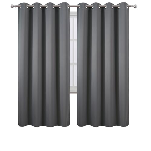 Image of LEMOMO Blackout Curtains 66 x 72 Inch Long Frost Grey Curtains Set of 2 Panels Room Darkening Curtains for Bedroom and Living Room