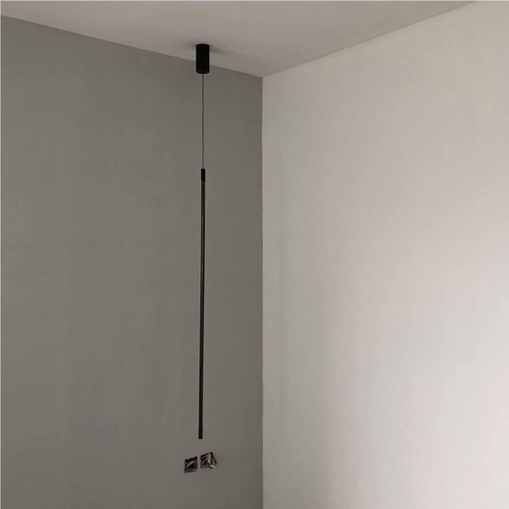Black Linear Led Light Long Staircase Hanging Lamp Modern Minimalist Strip Lights for Kitchen Island Bedroom(Natural Light,80Cm/31.4In)/White Light/60Cm/23.62In