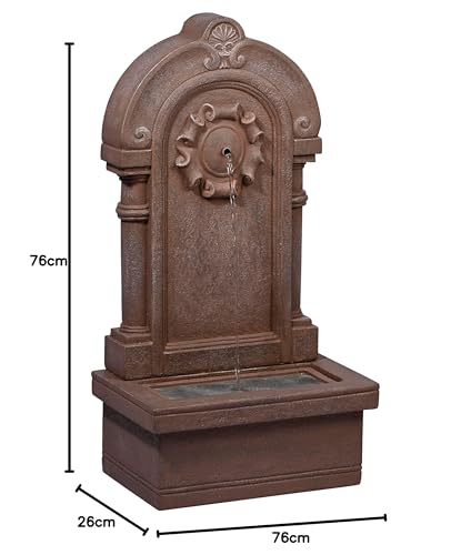 dobar® 96090e Solarbrunnen Poseidon | Gartenbrunnen mit LED Beleuchtung | Terrassenbrunnen aus Polyresin | Zierbrunnen Outdoor |Design Springbrunnen Kunststein | 40 x 26 x 76 cm | Steingrau