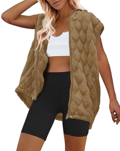 SENSERISE Womens Oversized Puffer Vest Sleeveless Quilted Jacket