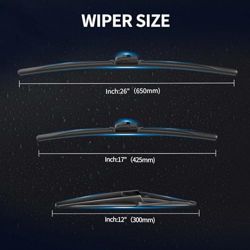 Image of Front and Rear Windshield Wipers for Nissan Rogue 2014-2020 | Quiet and Streak-Free Front and Back Wiper Blades Assembly All-Season OEM Automotive Replacement Accessories