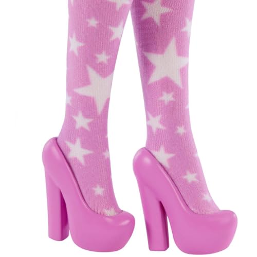 Muñeca Barbie Fashionista con vestido rosa y cabello suelto miniatura 3