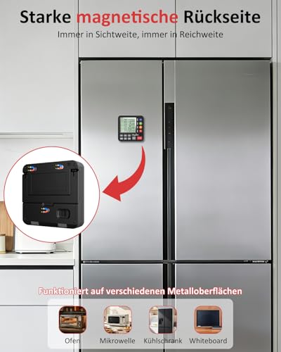 4-Kanal Küchentimer Digital mit Großer LCD-Anzeige Lautlos-Modus & Laut Ton – Ansicht 4