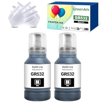 GREENARK Tinta 532 T532 Balck Bottle Rfill Ink compatível com Epson E-532 refil de tinta para Epson EcoTank ET-M1100 ET-M1120 ET-M1170 ET-M1180 ET-M2170 ET-M3170 ET-M3180 Workforce ST-M100 00 ST M3000