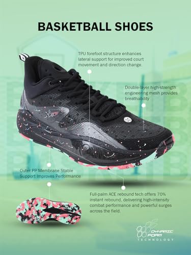 Image of XTEP Men Dynamic Foam Basketball Shoes /Sneakers with Shock Absorption Sports Lining & Breatheable Mesh Upper with Embedded TPU Sole for Extra Support & Rebound
