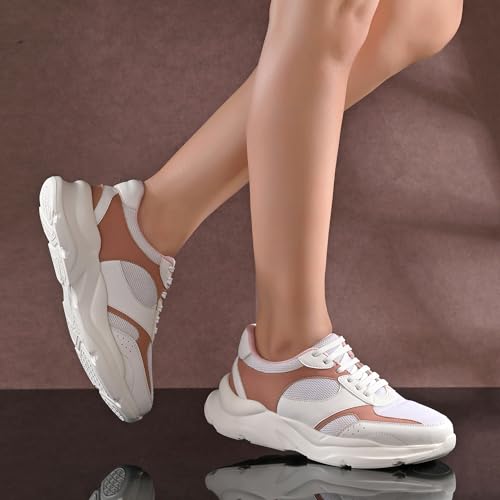 Image of Centrino Women Chunky Sneaker | Cushioned Insole for Comfort | Stylish Lace-Up Design | Perfect for Casual Shoe for Girls (A6855)